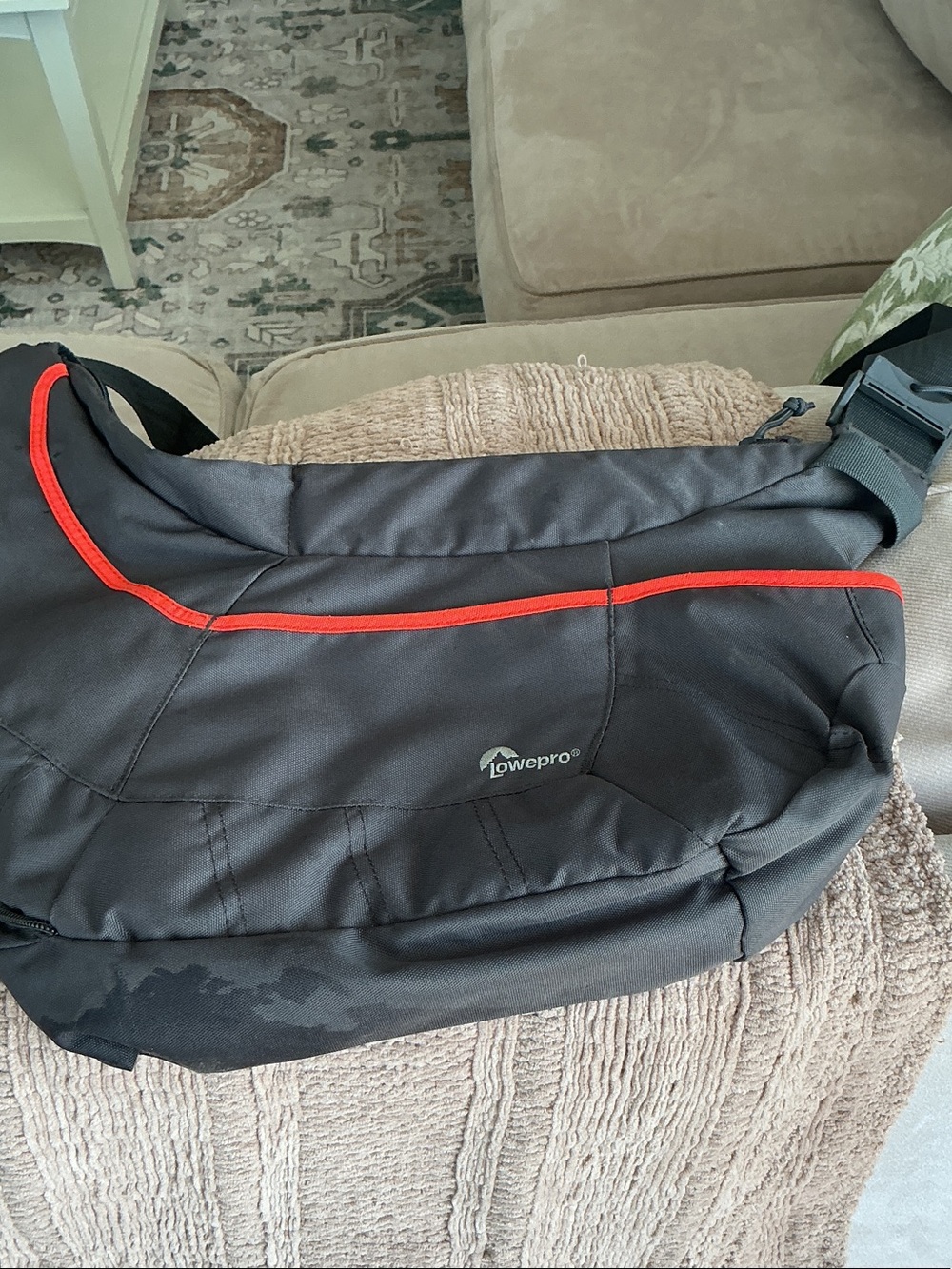 Lowepro Black Messenger Bag with Red Trim